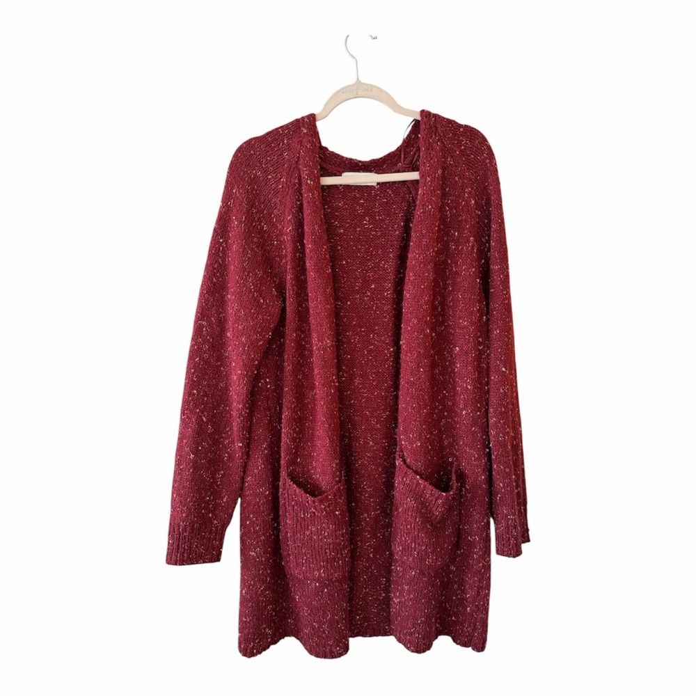 Knox Rose Maroon Open-Front Cardigan